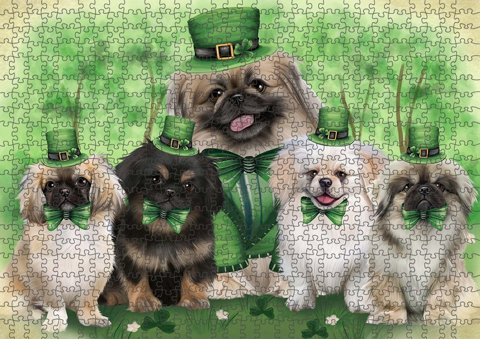 St. Patricks Day Irish Portrait Pekingeses Dog Puzzle with Photo Tin PUZL51708
