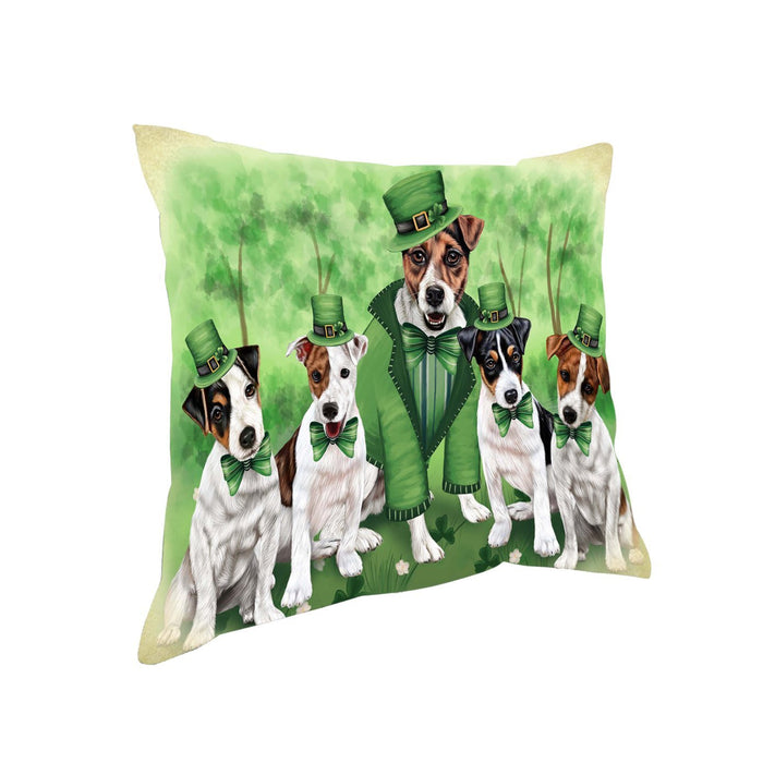 St. Patricks Day Irish Family Portrait Jack Russell Terriers Dog Pillow PIL51140