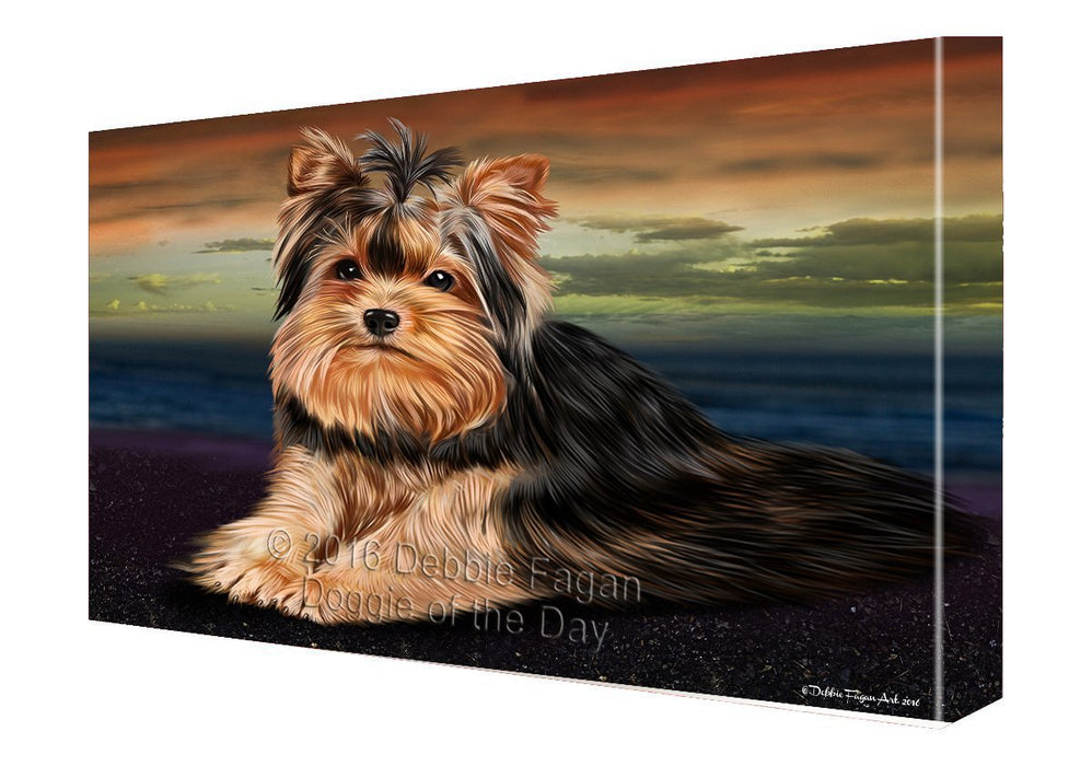 Yorkshire Terrier Dog Painting Printed on Canvas Wall Art