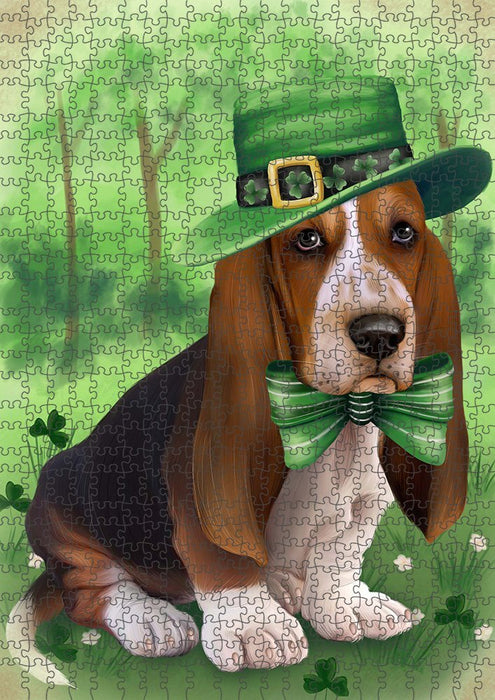 St. Patricks Day Irish Portrait Basset Hound Dog Puzzle with Photo Tin PUZL51636