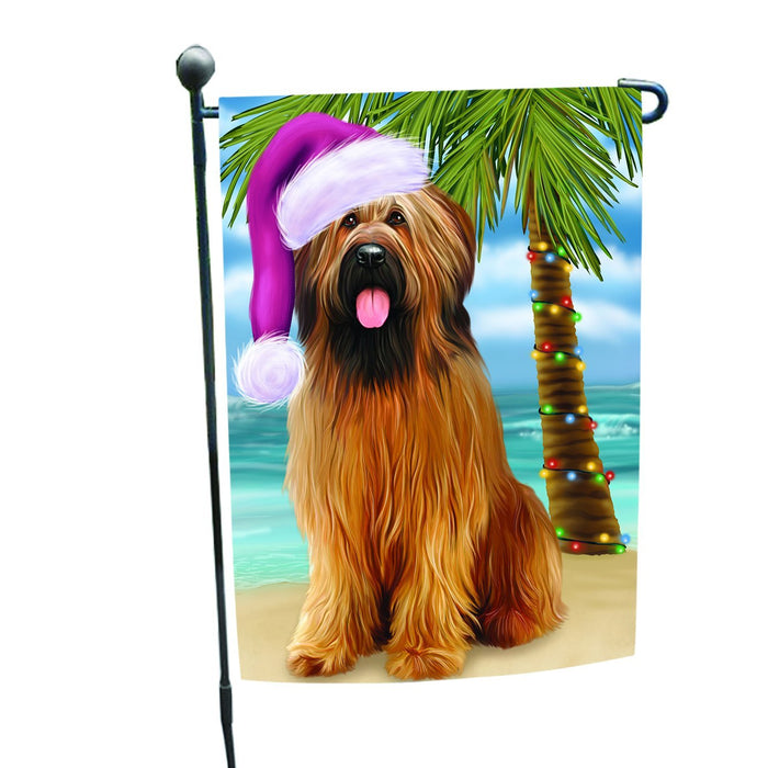 Summertime Happy Holidays Christmas Briards Dog on Tropical Island Beach Garden Flag