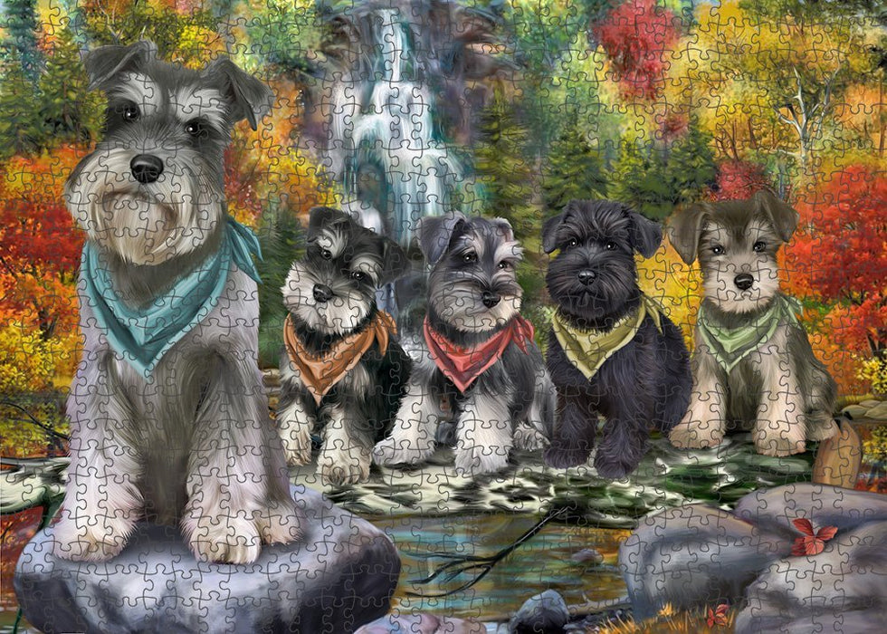 Scenic Waterfall Schnauzers Dog Puzzle with Photo Tin PUZL52368