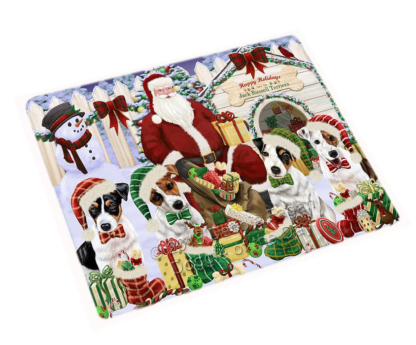 Happy Holidays Christmas Jack Russell Terriers Dog House Gathering Magnet Mini (3.5" x 2") MAG58437