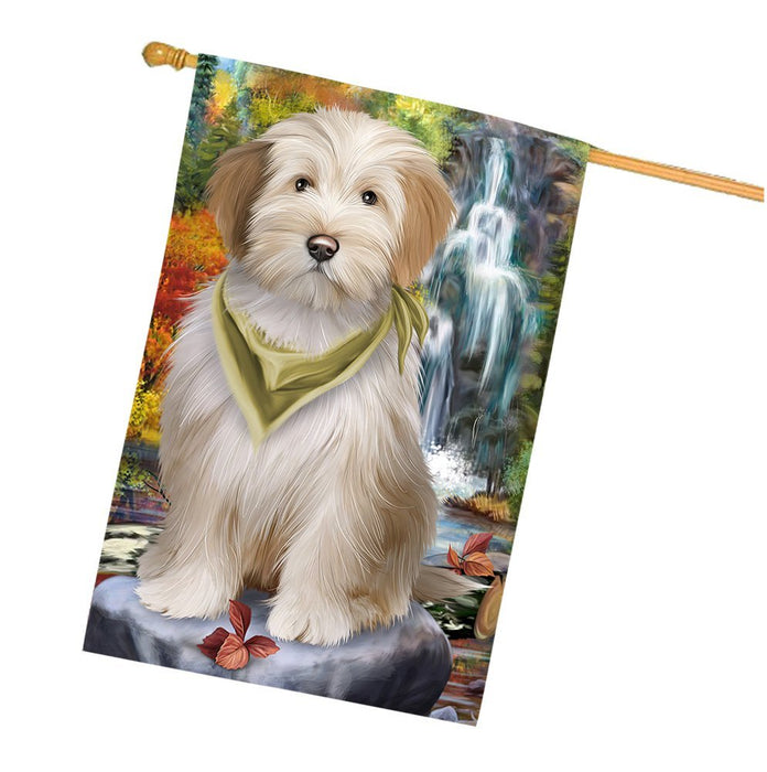 Scenic Waterfall Tibetan Terrier Dog House Flag FLGA49492