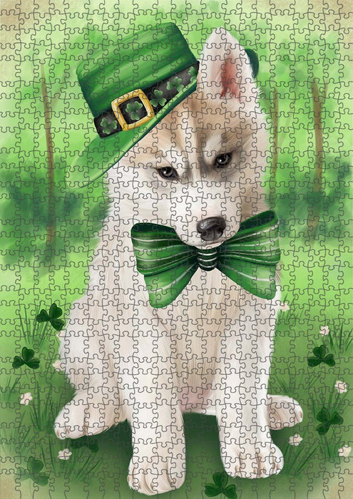 St. Patricks Day Irish Portrait Siberian Husky Dog Puzzle with Photo Tin PUZL51933