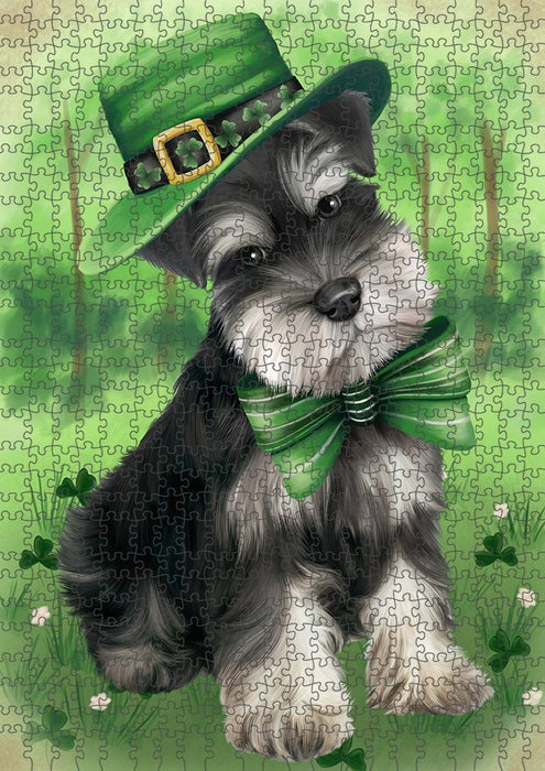 St. Patricks Day Irish Portrait Schnauzer Dog Puzzle with Photo Tin PUZL51849