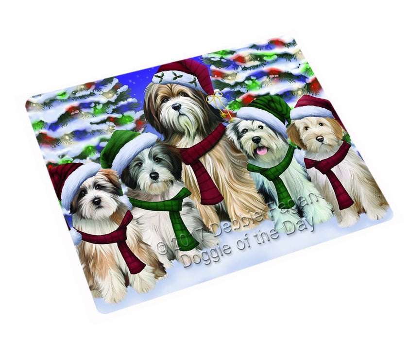 Tibetan Terrier Dog Christmas Family Portrait in Holiday Scenic Background Large Refrigerator / Dishwasher Magnet D010