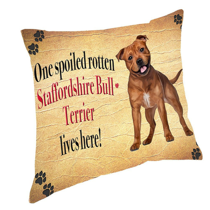 Staffordshire Bull Terrier Spoiled Rotten Dog Throw Pillow