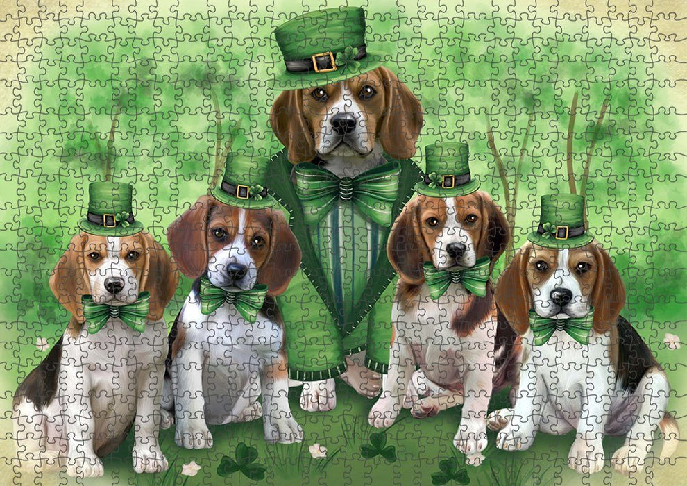 St. Patricks Day Irish Family Portrait Beagles Dog Puzzle with Photo Tin PUZL51645