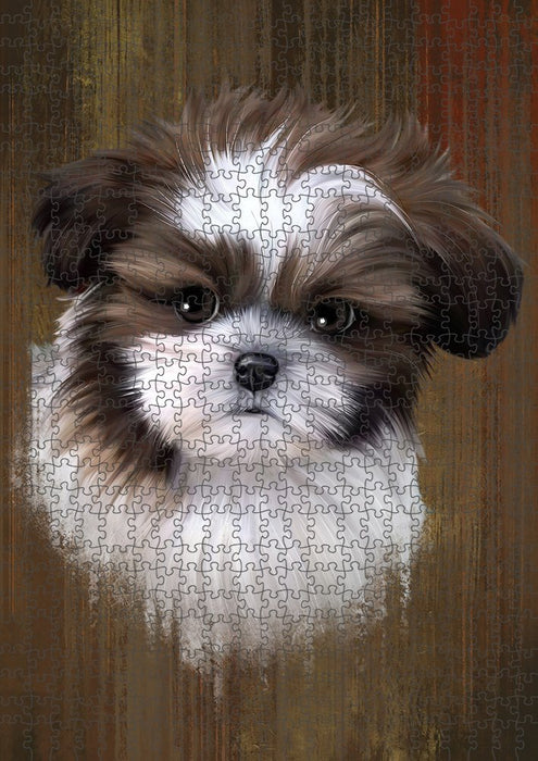 Rustic Shih Tzu Dog Puzzle with Photo Tin PUZL52032