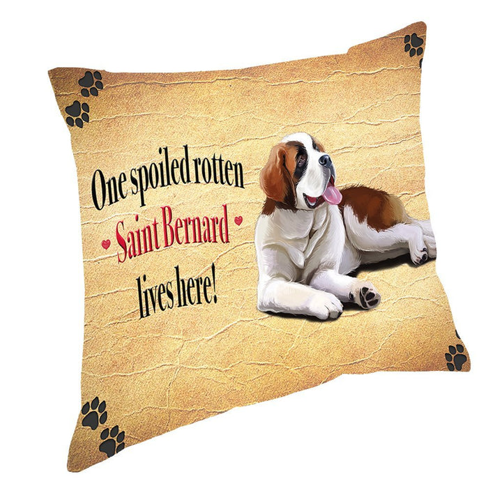 Saint Bernard Spoiled Rotten Dog Throw Pillow