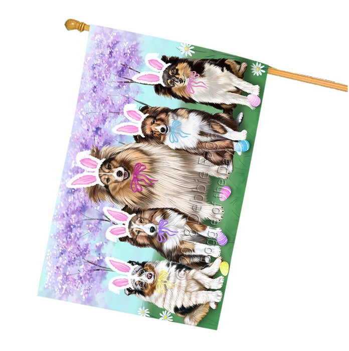 Shetland Sheepdogs Easter Holiday House Flag FLG49358