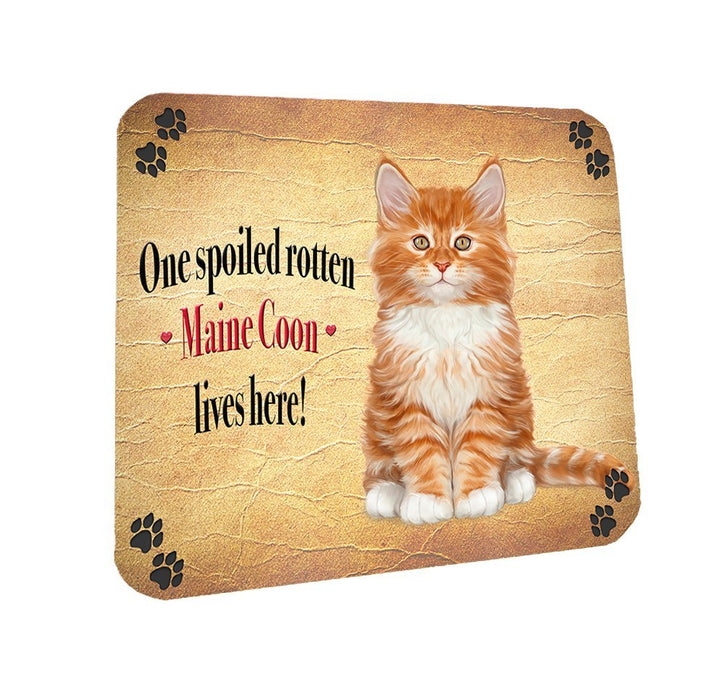 Spoiled Rotten Maine Coon Cat Coasters Set of 4