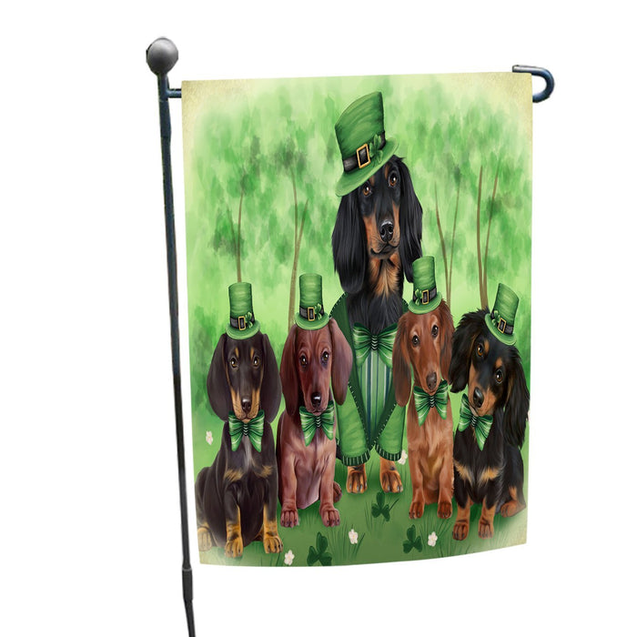 St. Patricks Day Irish Family Portrait Dachshund Dogs Garden Flag GFLG48093