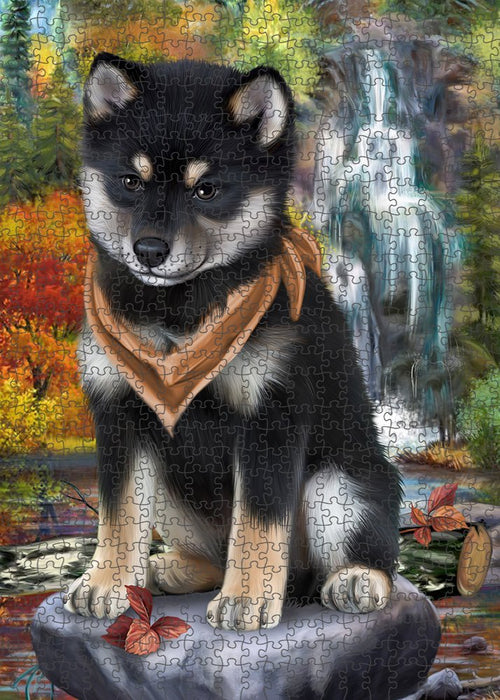 Scenic Waterfall Shiba Inu Dog Puzzle with Photo Tin PUZL52407