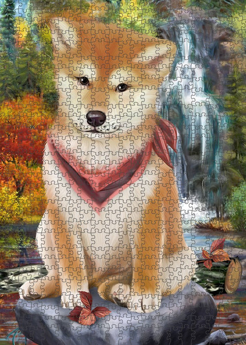 Scenic Waterfall Shiba Inu Dog Puzzle with Photo Tin PUZL52410