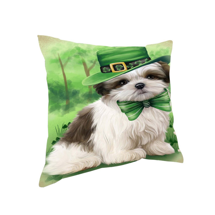 St. Patricks Day Irish Portrait Malti Tzu Dog Pillow PIL51204