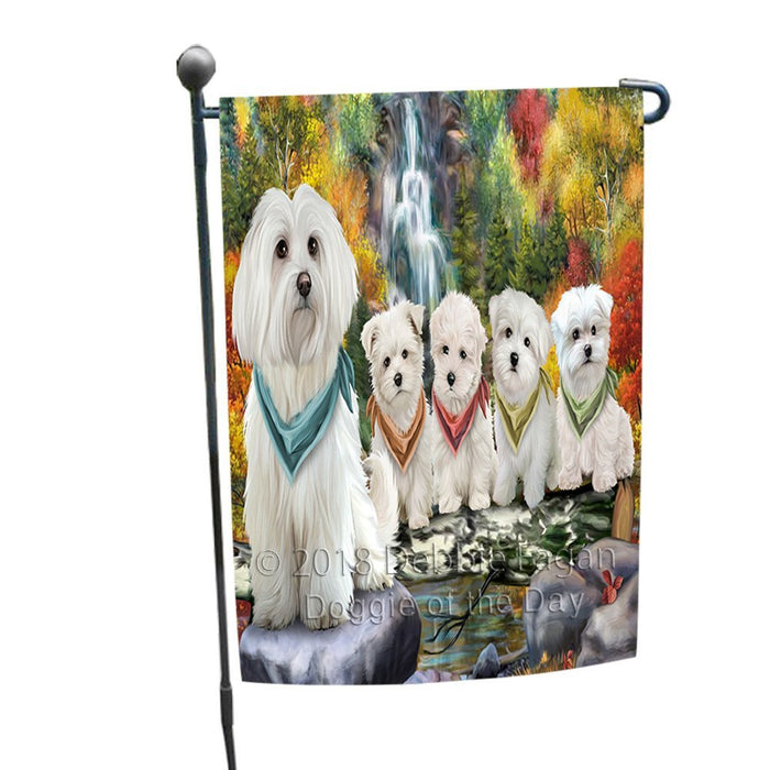 Scenic Waterfall Malteses Dog Garden Flag GFLG49281