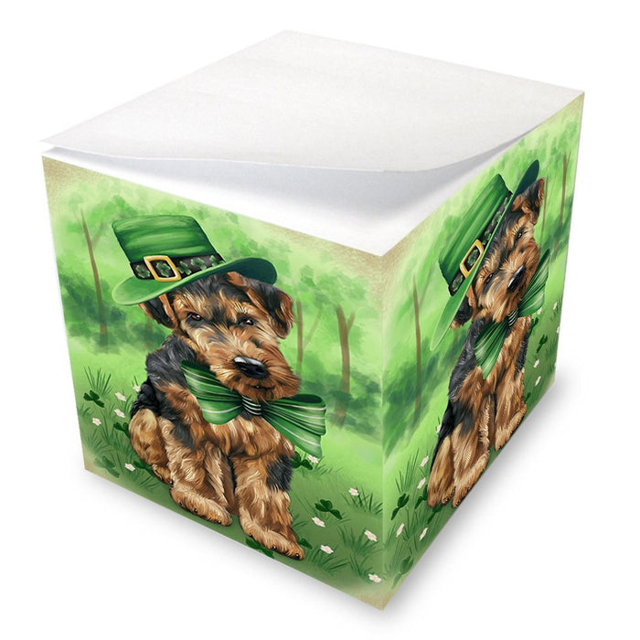 St. Patricks Day Irish Portrait Airedale Terrier Dog Note Cube NOC48447