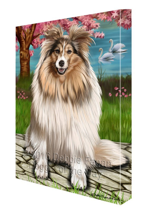 Shetland Sheepdog Dog Painting Printed on Canvas Wall Art