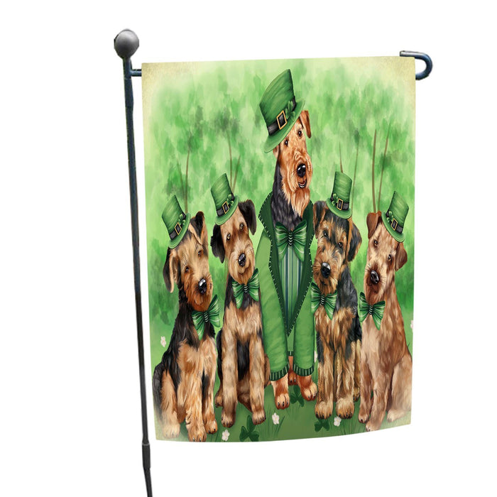 St. Patricks Day Irish Family Portrait Airedale Terriers Dog Garden Flag GFLG48406