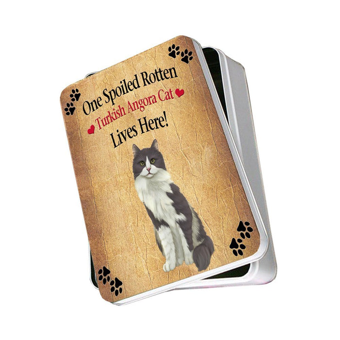 Turkish Angora Spoiled Rotten Cat Photo Storage Tin