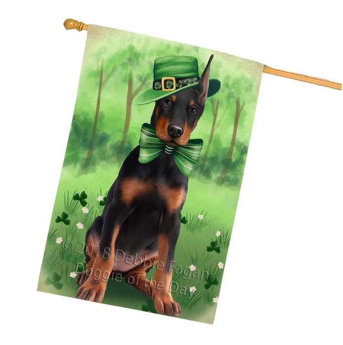 St. Patricks Day Irish Portrait Doberman Pinscher Dog House Flag FLG48762