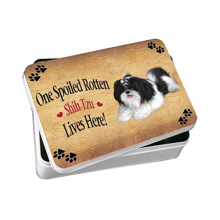 Shih Tzu Spoiled Rotten Dog Photo Storage Tin