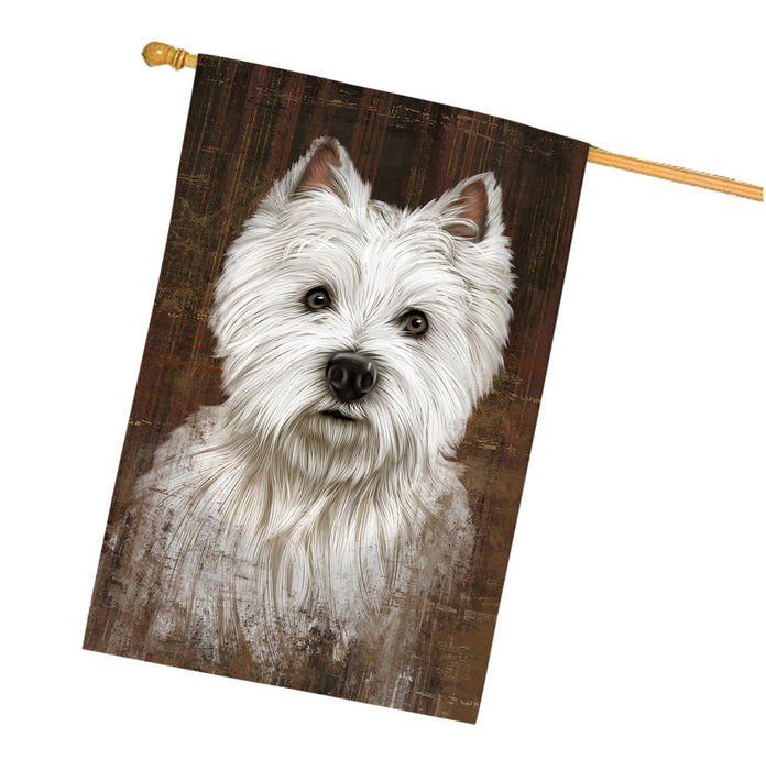 Rustic West Highland White Terrier Dog House Flag FLG48216