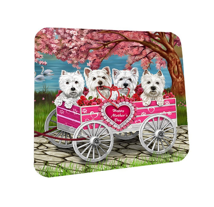 Westies w/ Puppies Mother's Day Dogs Coasters (Set of 4)