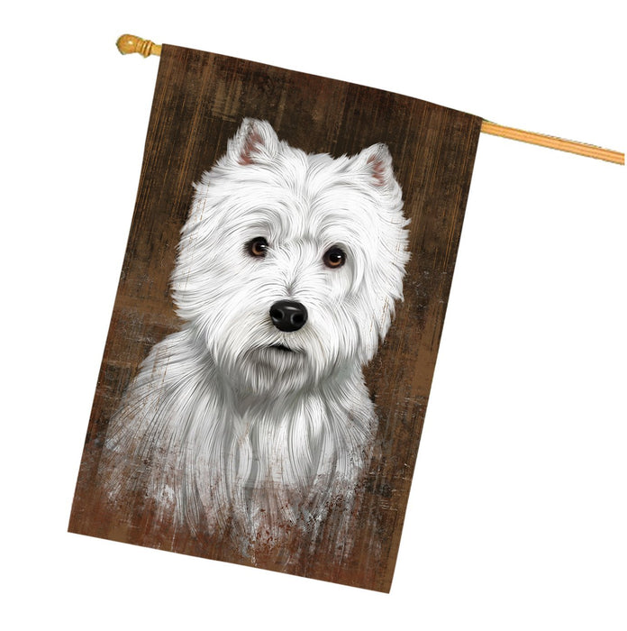 Rustic West Highland White Terrier Dog House Flag FLG48215