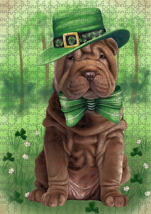 St. Patricks Day Irish Portrait Shar Pei Dog Puzzle with Photo Tin PUZL51879 (300 pc. 11" x 14")