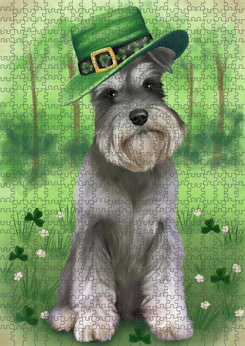 St. Patricks Day Irish Portrait Schnauzer Dog Puzzle with Photo Tin PUZL51843