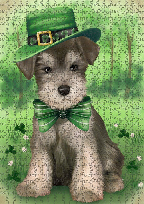 St. Patricks Day Irish Portrait Schnauzer Dog Puzzle with Photo Tin PUZL51855