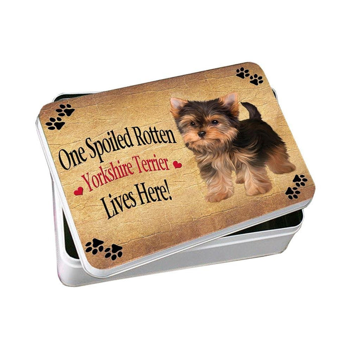 Yorkshire Terrier Puppy Spoiled Rotten Dog Photo Storage Tin