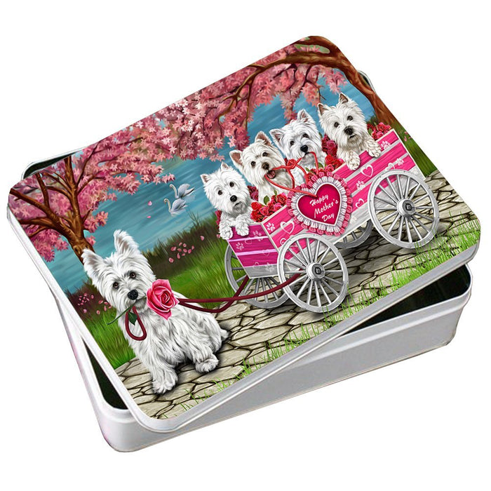 Westies Dog with Puppies Mother's Day Photo Tin