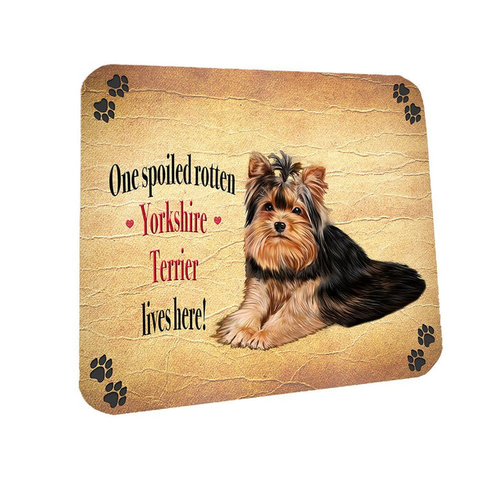 Spoiled Rotten Yorkshire Terrier Dog Coasters Set of 4