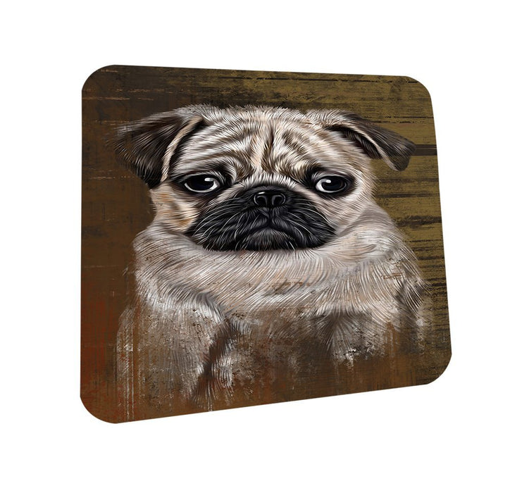 Rustic Pug Dog Coasters Set of 4 CST48211