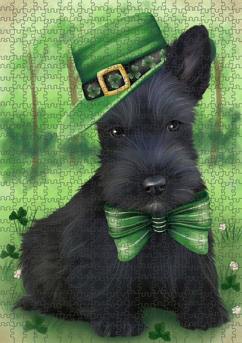 St. Patricks Day Irish Portrait Scottish Terrier Dog Puzzle with Photo Tin PUZL51864