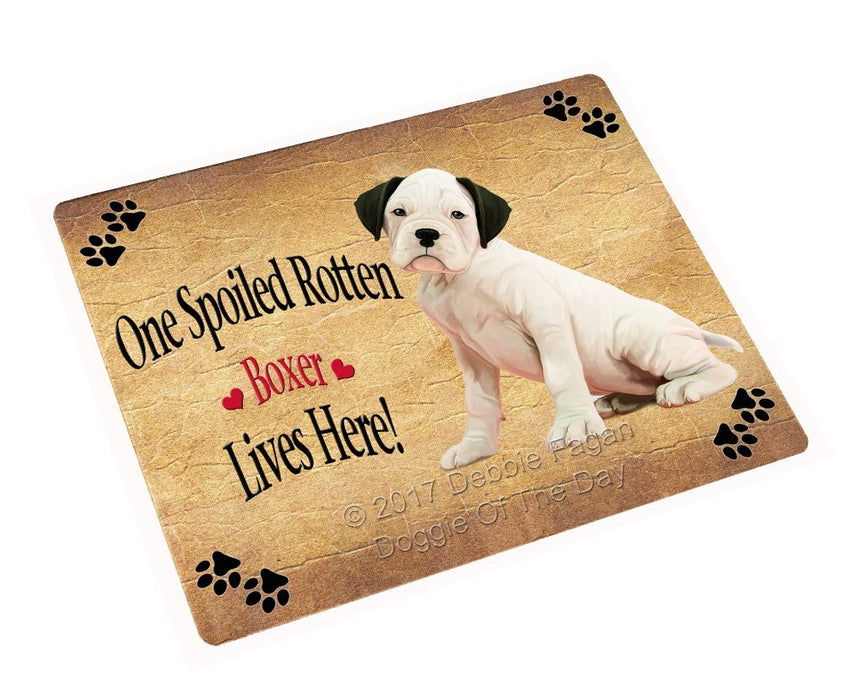 Spoiled Rotten White Boxer Dog Tempered Cutting Board