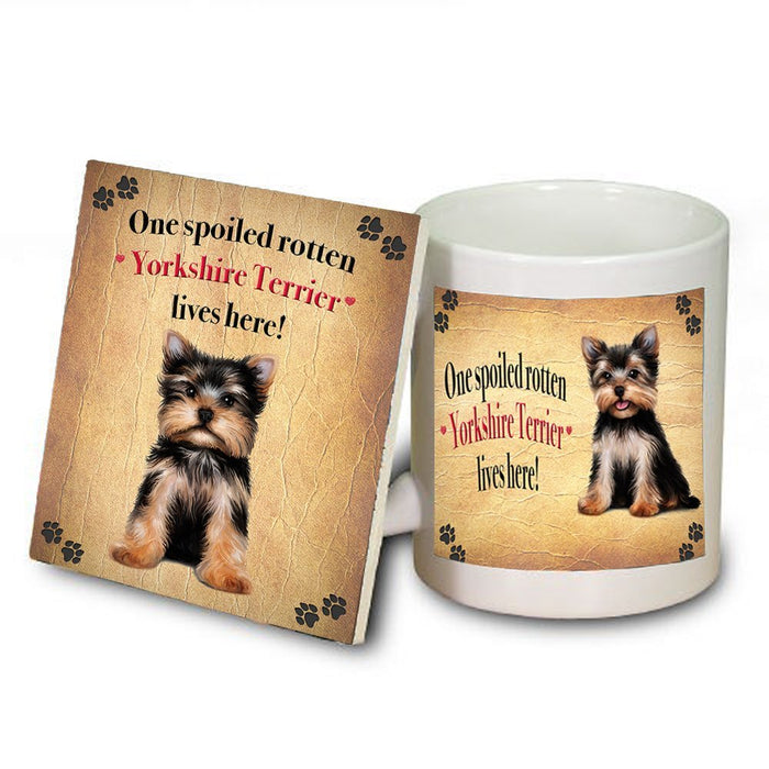Yorkshire Terrier Spoiled Rotten Dog Coaster and Mug Combo Gift Set