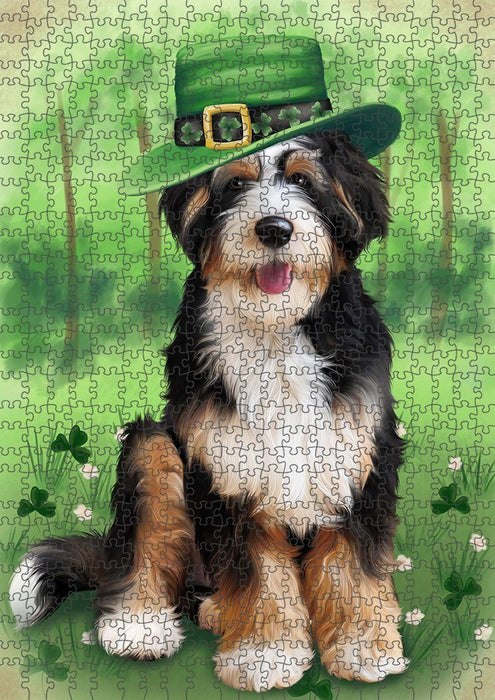 St. Patricks Day Irish Portrait Bernedoodle Dog Puzzle with Photo Tin PUZL51660