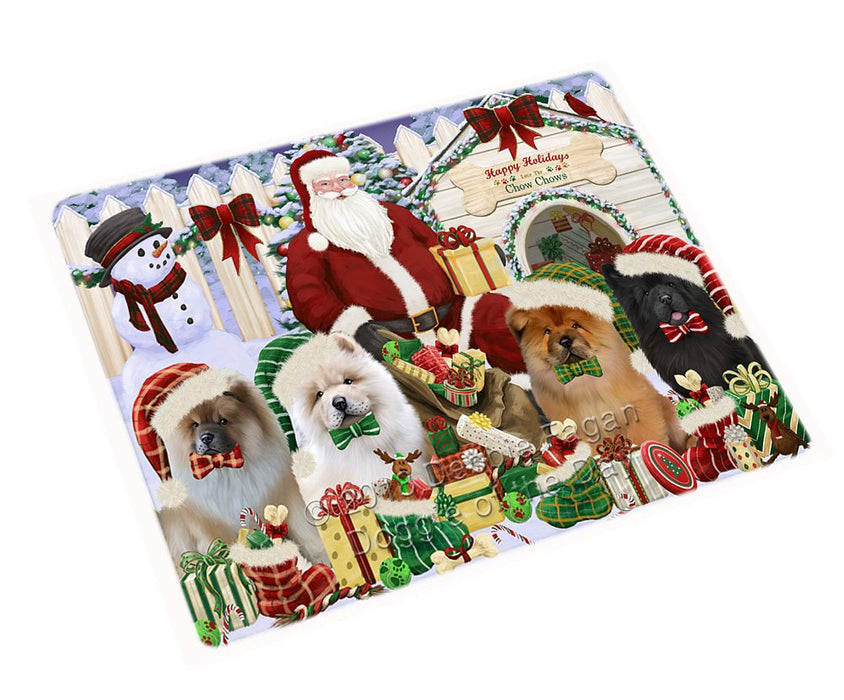 Happy Holidays Christmas Chow Chows Dog House Gathering Magnet Mini (3.5" x 2") MAG58410