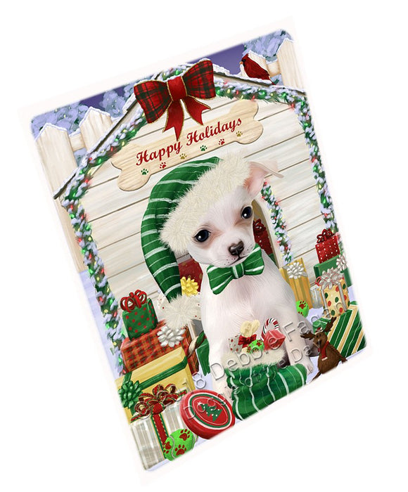 Happy Holidays Christmas Chihuahua Dog House With Presents Magnet Mini (3.5" x 2") MAG58473