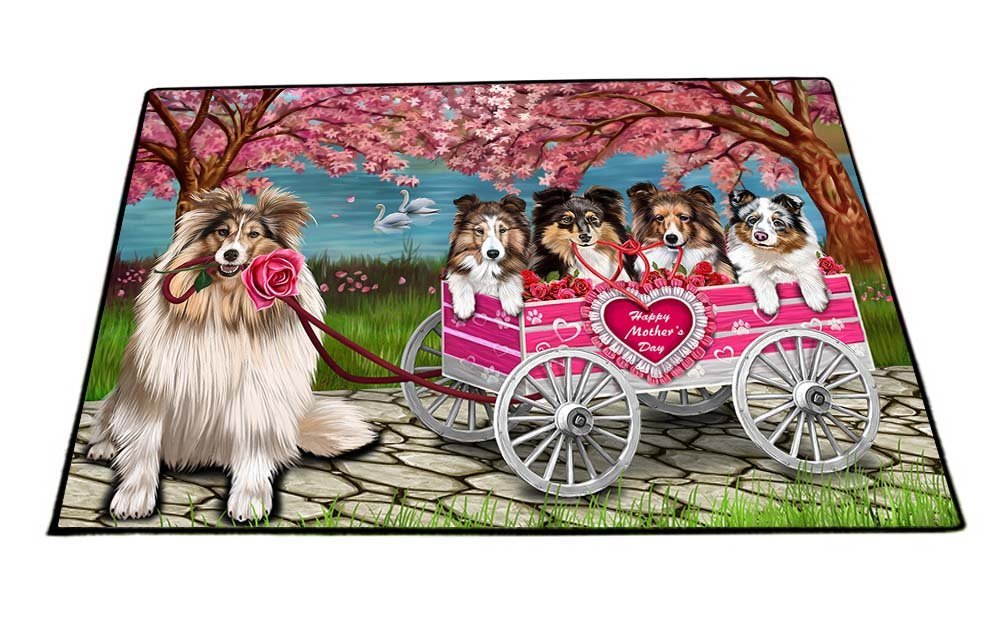 Shelties Dog with Puppies Mother's Day Floormat