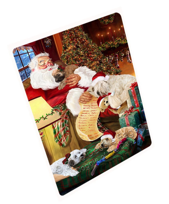 Wheaten Terriers Dog and Puppies Sleeping with Santa Tempered Cutting Board