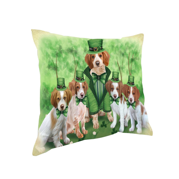 St. Patricks Day Irish Family Portrait Brittany Spaniels Dog Pillow PIL50828