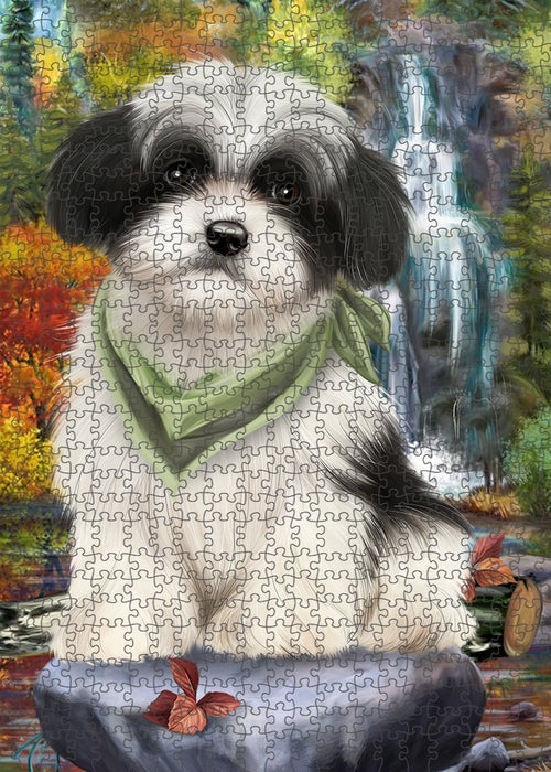 Scenic Waterfall Havanese Dog Puzzle with Photo Tin PUZL52218