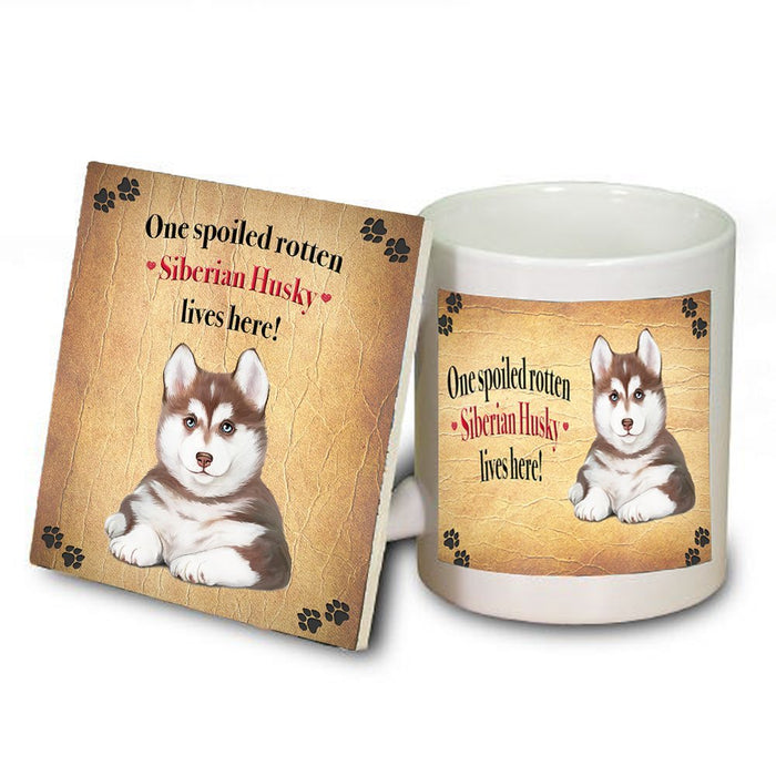 Siberian Husky Spoiled Rotten Dog Coaster and Mug Combo Gift Set