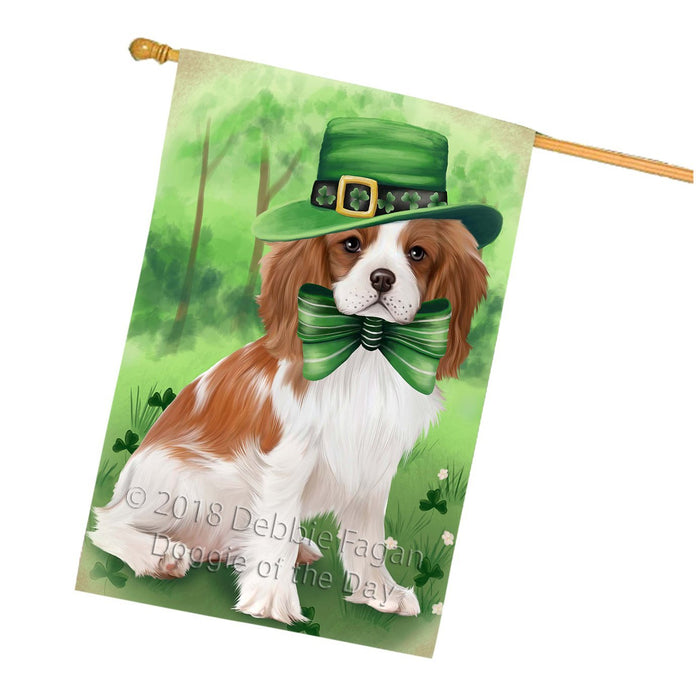 St. Patricks Day Irish Portrait Cavalier King Charles Spaniel Dog House Flag FLG48731
